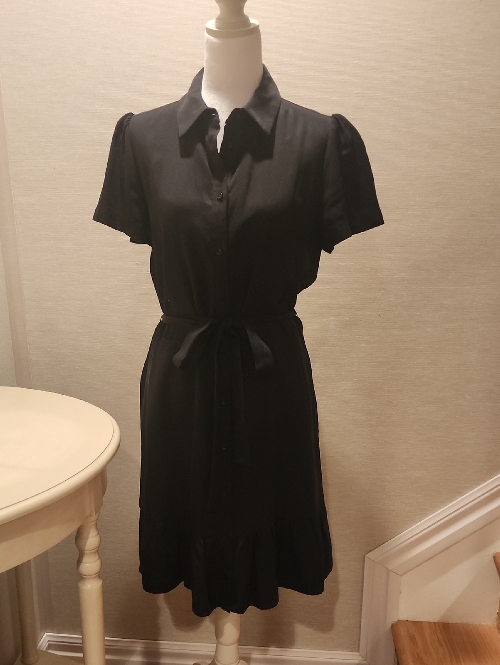 Banana Republic Classic Black Shirt Dress with Waist Tie